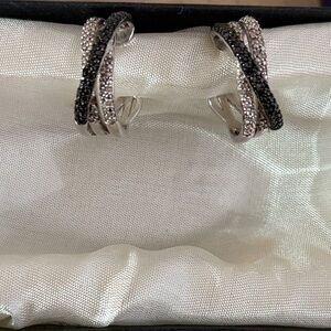 Elegant Silver and Black Women's Earrings